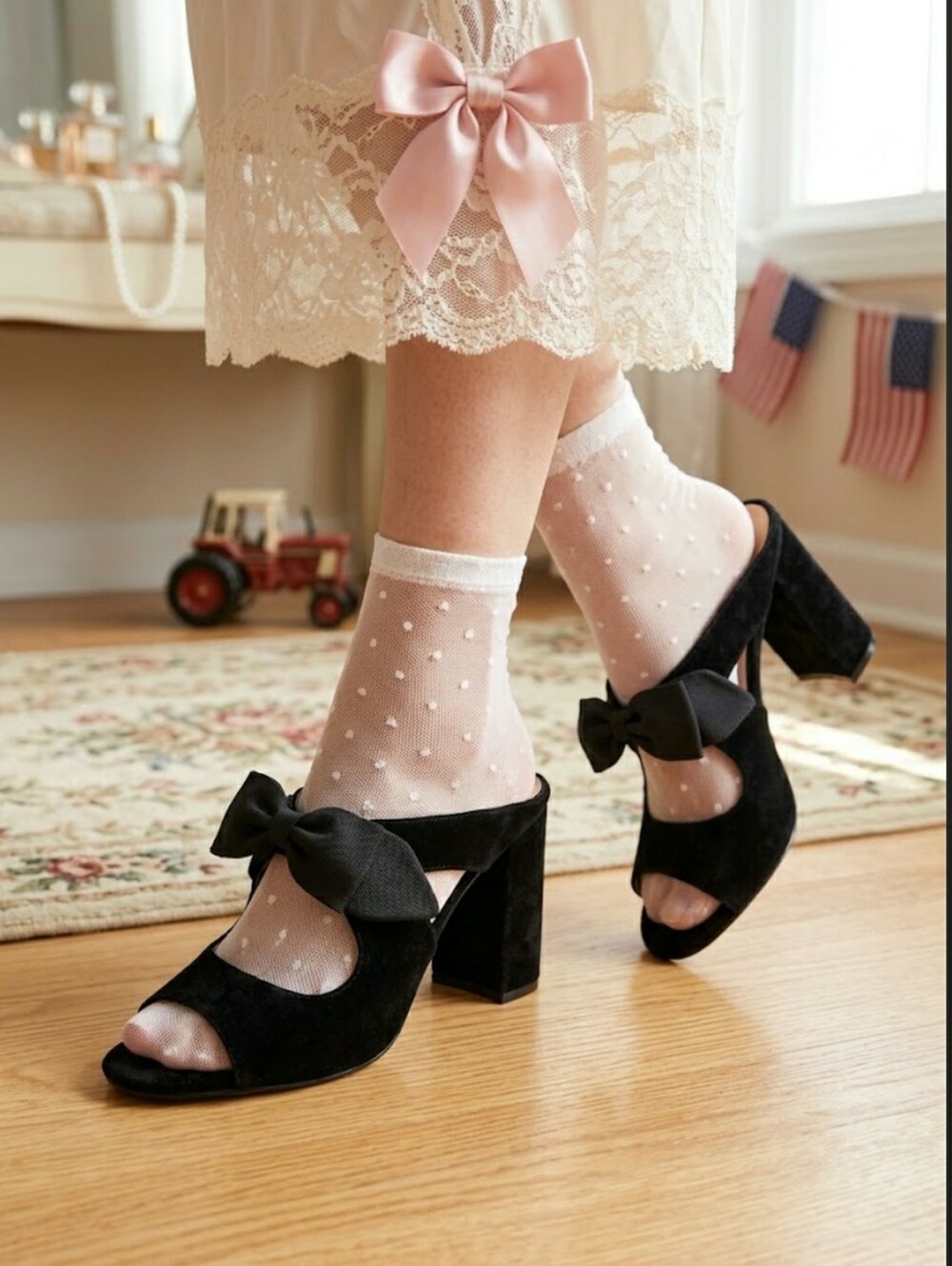 Black Velvet Coquette Mules Fairycore Whimsical Bow Cottage New 19